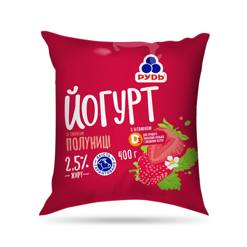 Йогурт РУДЬ полуничний з вітаміном D3 2,5%, 400г